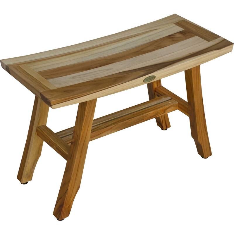 HomeRoots 28" Natural Teak Rectangular Shower Bench