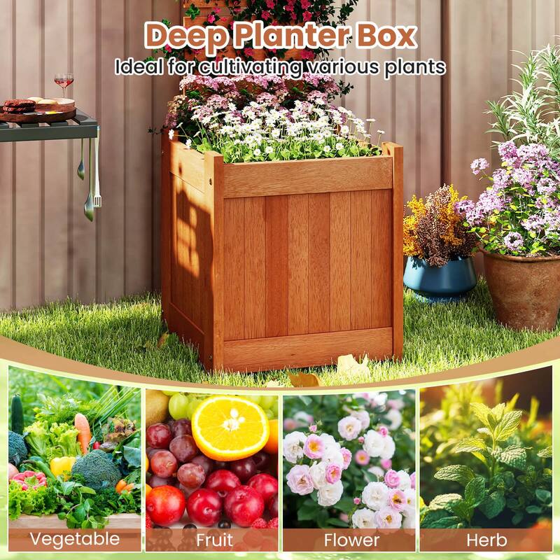 Costway 1/2 PCS Wooden Raised Garden Bed Elevated Patio Yard Planter