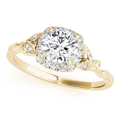 Auriya 14k Yellow Gold Lab Grown Round Diamond Halo Engagement Ring 0.50 to 5.00 ct. tw. (F-G VS)