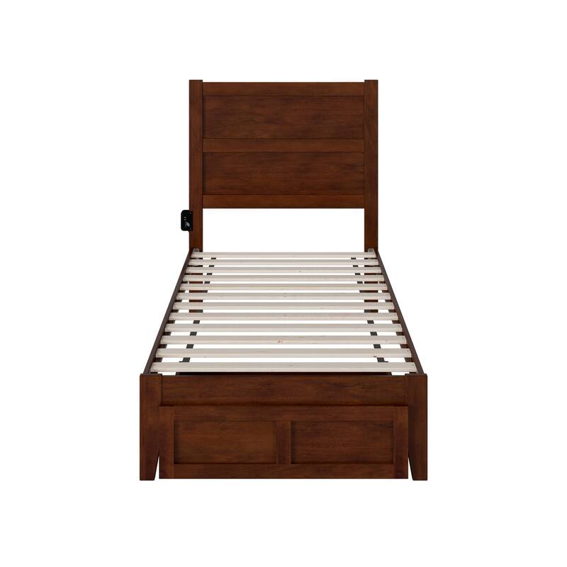 NoHo Twin Bed with Foot Drawer in Walnut
