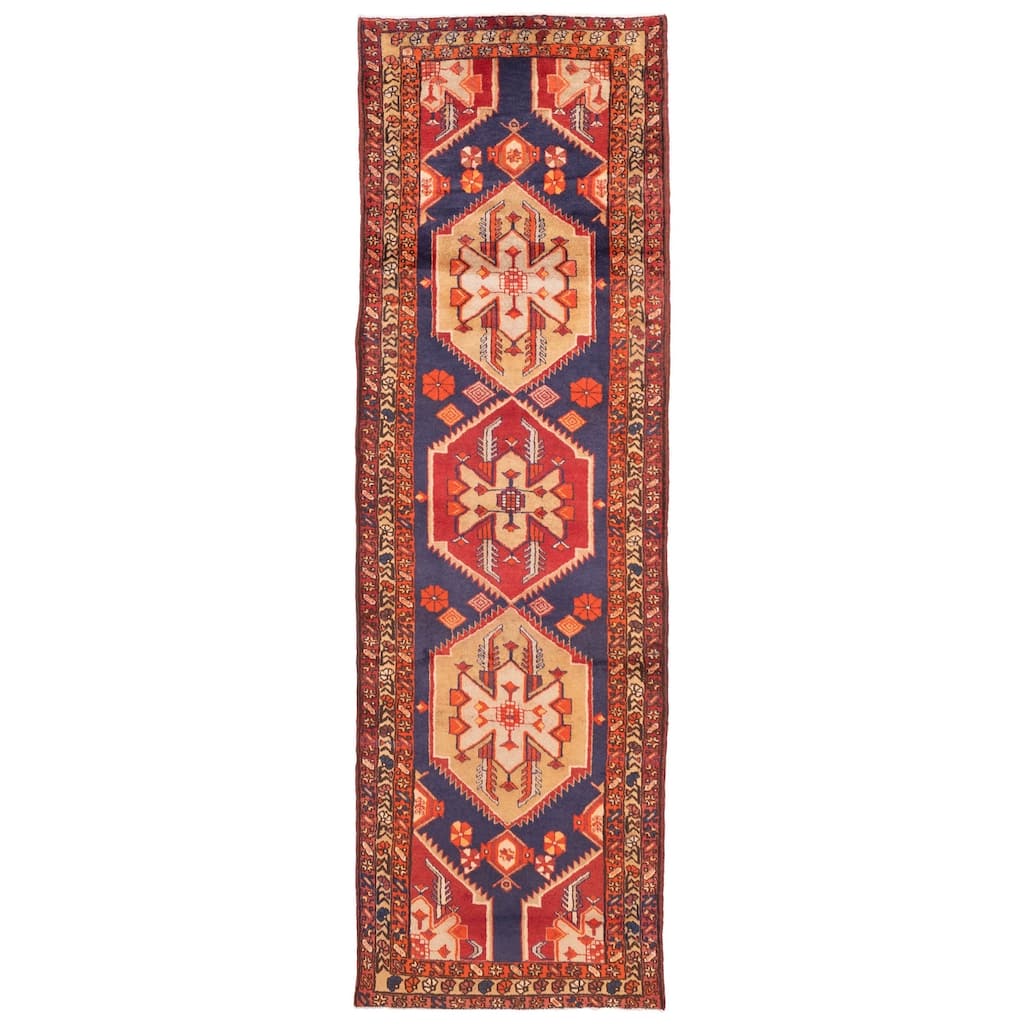 ECARPETGALLERY Hand-knotted Konya Anatolian Navy Wool Rug - 3'3 x 11'1