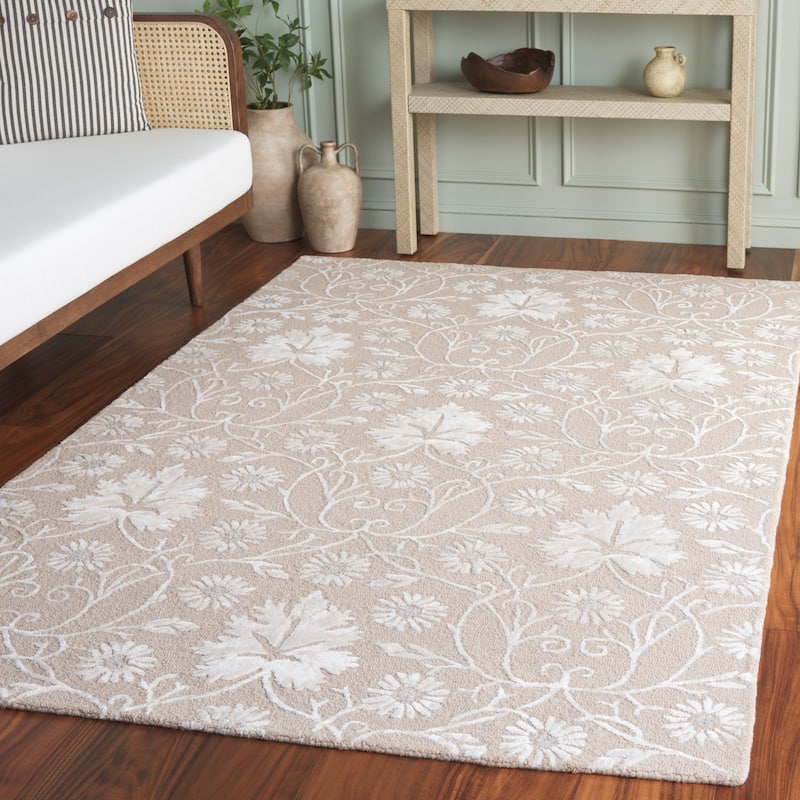 SAFAVIEH Handmade Glamour Hadwiga Wool Rug - 6' Square - Beige/Ivory