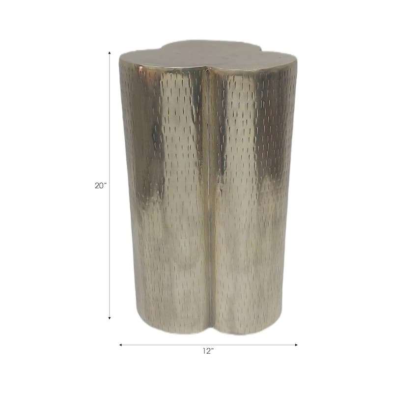 Metal Side Table with Modern Textured Base Elegant Narrow Home Decor