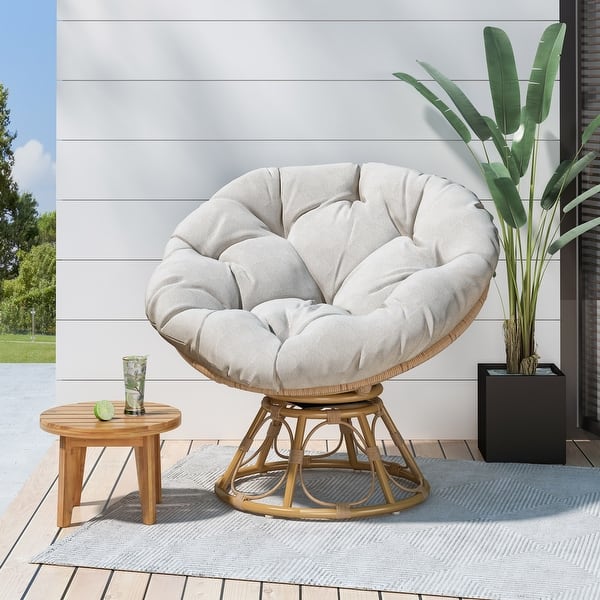 Maries Outdoor Papasan Swivel Chair With Cushion By Christopher Knight Home Overstock 31519585