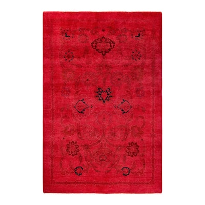 Contemporary Overdyed Wool Hand Knotted Area Rug - 4' 1" x 6' 2"
