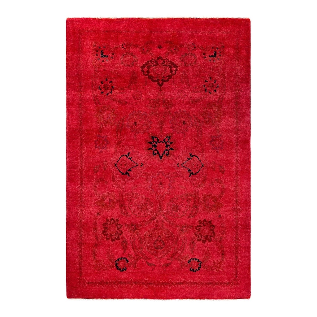 Contemporary Overdyed Wool Hand Knotted Area Rug - 4' 1" x 6' 2"