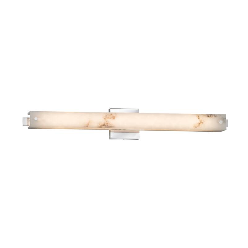 Justice Design LumenAria Edge Polished Chrome Wall/ Bath Bar, Faux Alabaster Shade - Silver