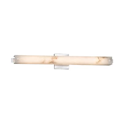 Justice Design LumenAria Edge Polished Chrome Wall/ Bath Bar, Faux Alabaster Shade - Silver