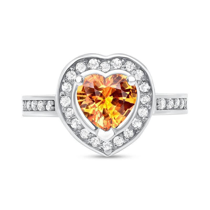 1.13 ct Orange Sapphire and Diamond Ring in 14k White Gold