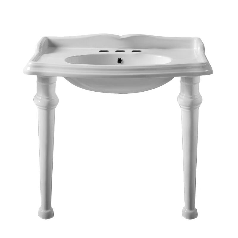 40" Rectangular Console Sink with integrated oval bowl