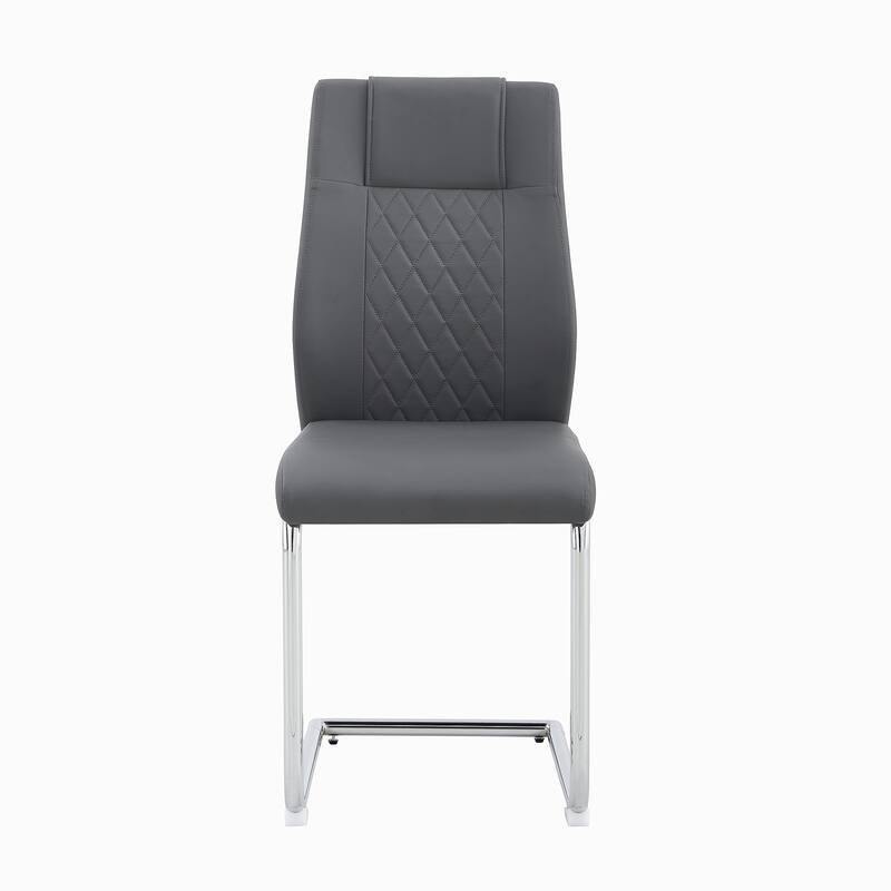 Faux Leather Padded Seat Upholstered Dining Chair with Metal Legs,Set of 6