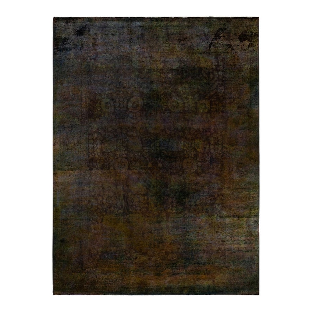 Overton Hand Knotted Wool Vintage Inspired Modern Contemporary Overdyed Multi Area Rug - 8' 11" x 11' 9"