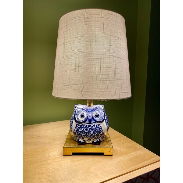 mini blue and white lamp