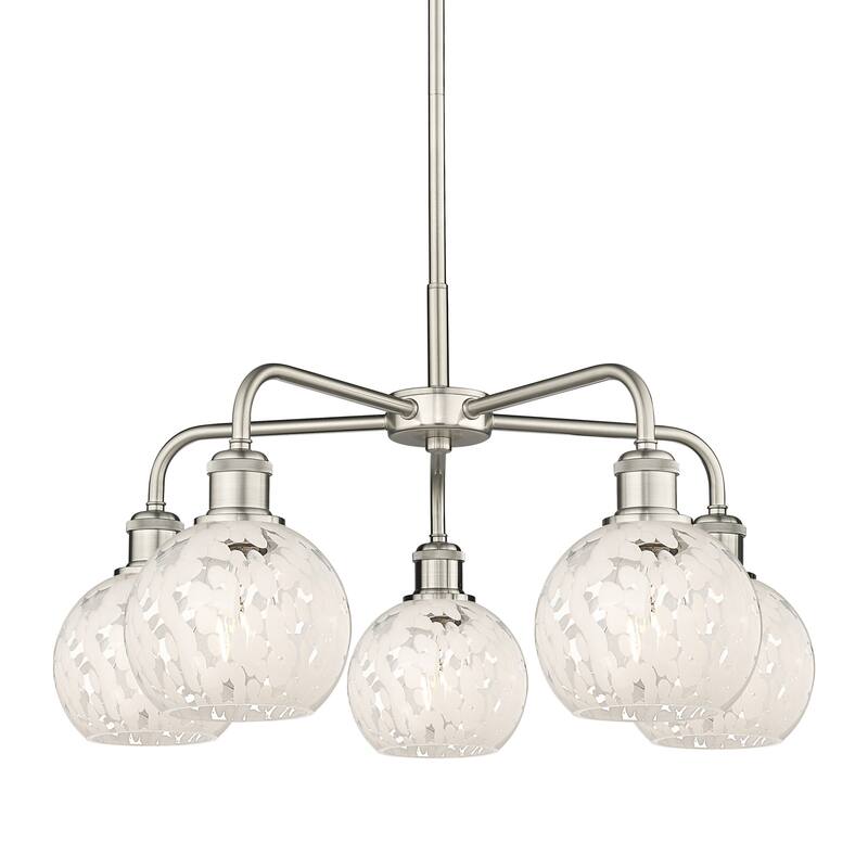 Innovations Lighting 516-5C-14-24-White Mouchette-Indoor Chandelier - Satin Nickel / White Mouchette