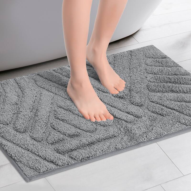 Bathroom Rugs Non Slip Bath Mat Geometric Luxury Soft Microfiber Mat Washable Carpet for Bathroom - Dark Gray - 16" x 24"