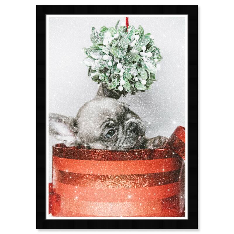 Wynwood Studio Prints Animals Puppy Christmas Gift Red and Scarlet Glam Wall Art Canvas Print