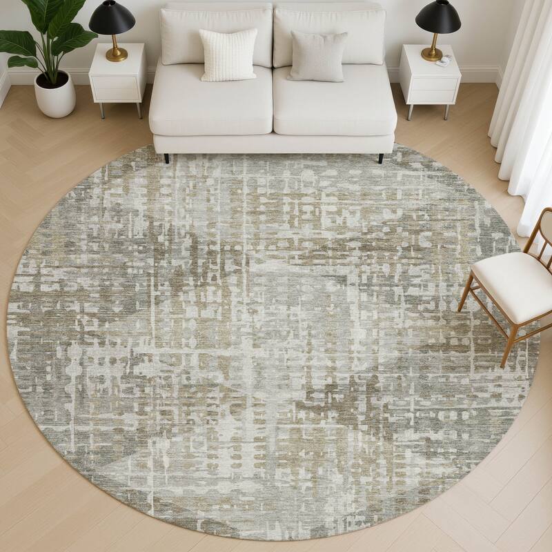Premium Washable Super Soft Modern Diamonds Mayfield Rug - Pewter - 8' x 8'