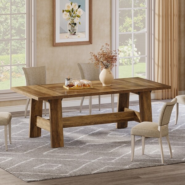 70-Inch Long Dining Table for 6-8 People, Rectangular Farmhouse