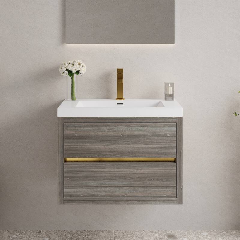 30" Wall Mounted Bathroom Vanity with Sink and Soft Close Drawers