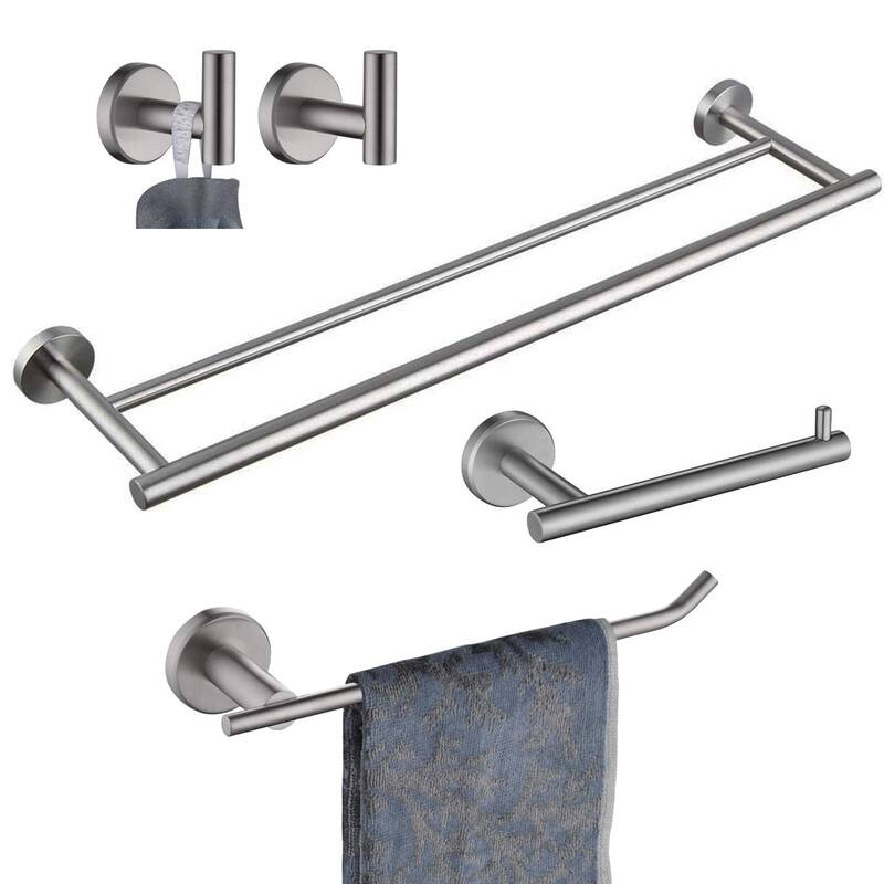 5 -Piece Bath Hardware Set with Double Towel Bar Towel Holder Set