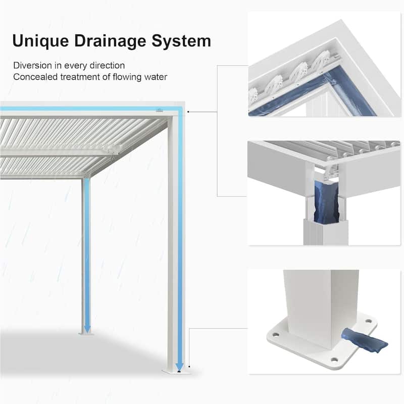 PURPLE LEAF Louvered Pergola Outdoor Aluminum Pergola with Adjustable Roof for Patio Hardtop Gazebo
