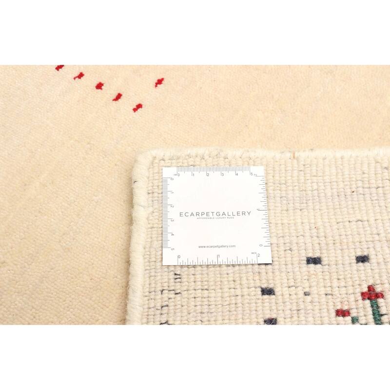 ECARPETGALLERY Hand Loomed Kashkuli Gabbeh Cream Wool Rug - 3'1 x 4'10