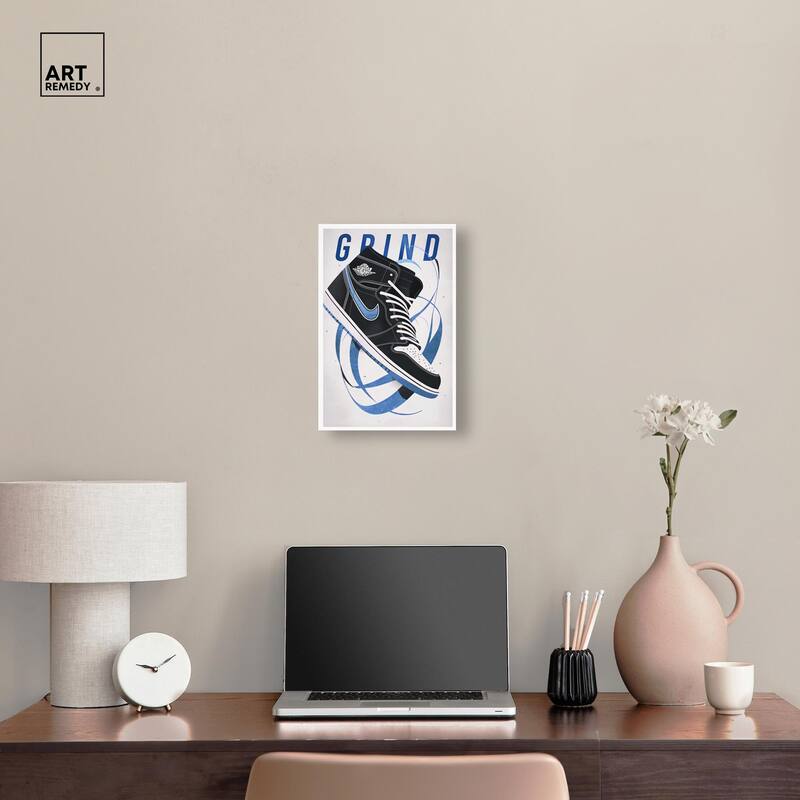 Blue Ribbon Sneaker Canvas by Art Remedy, Gallery Wrapped