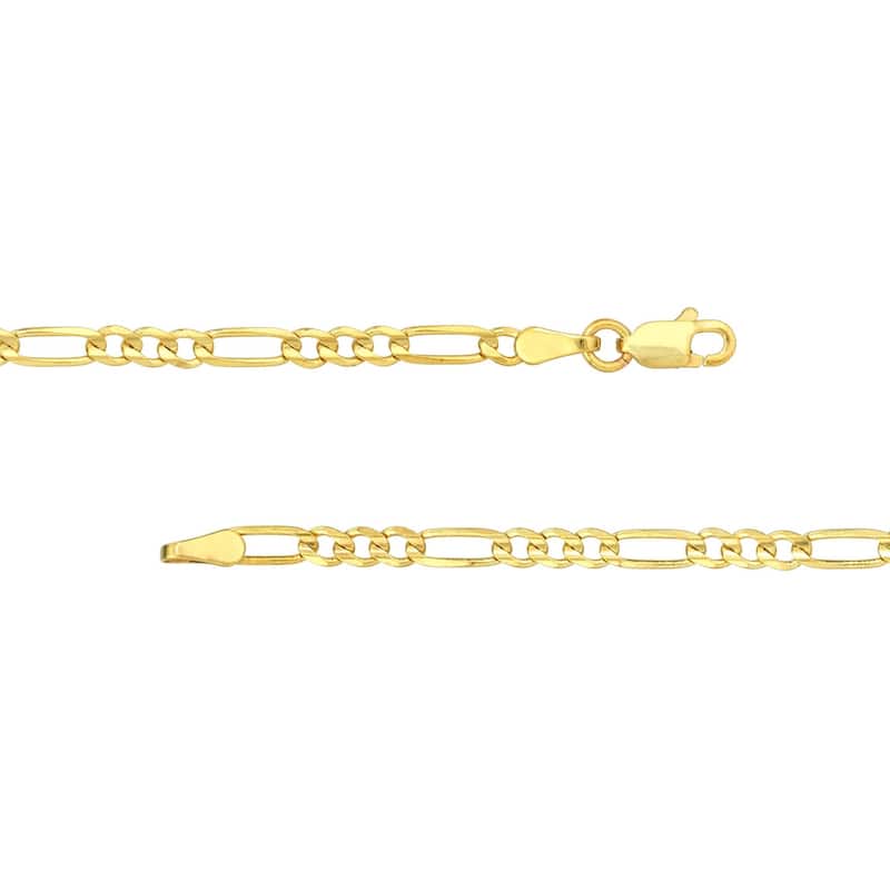 Curata 10k Yellow Gold 2.85mm Light Figaro Chain Necklace (Lobster)