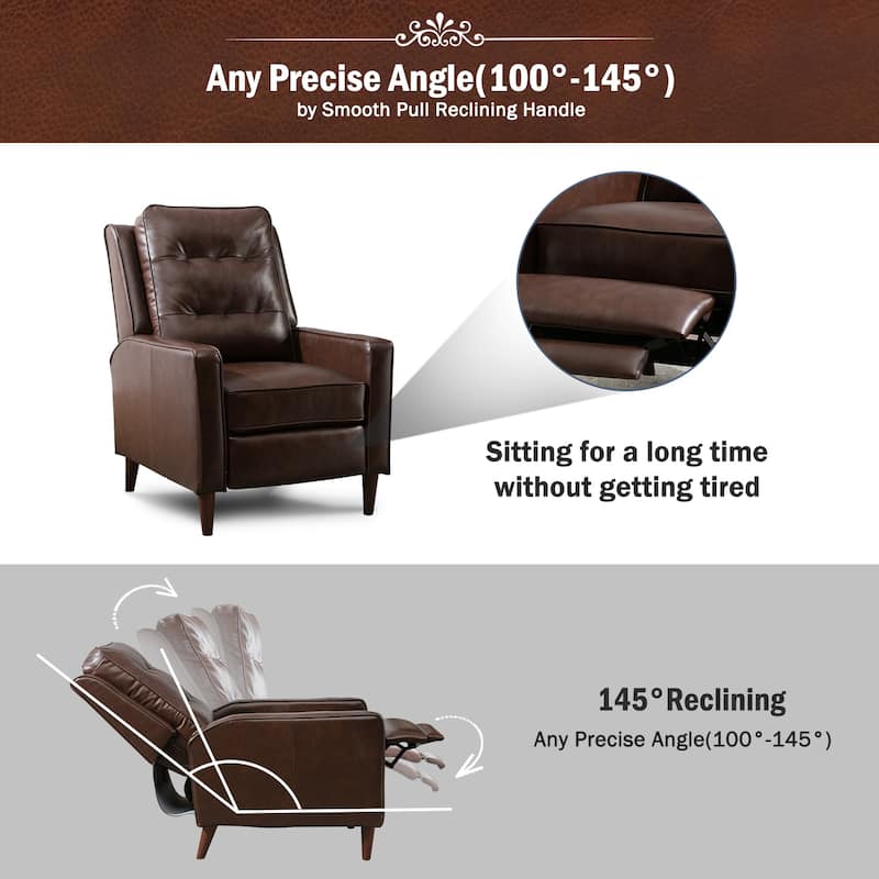 Genuine Leather Pushback Recliner Single Sofa