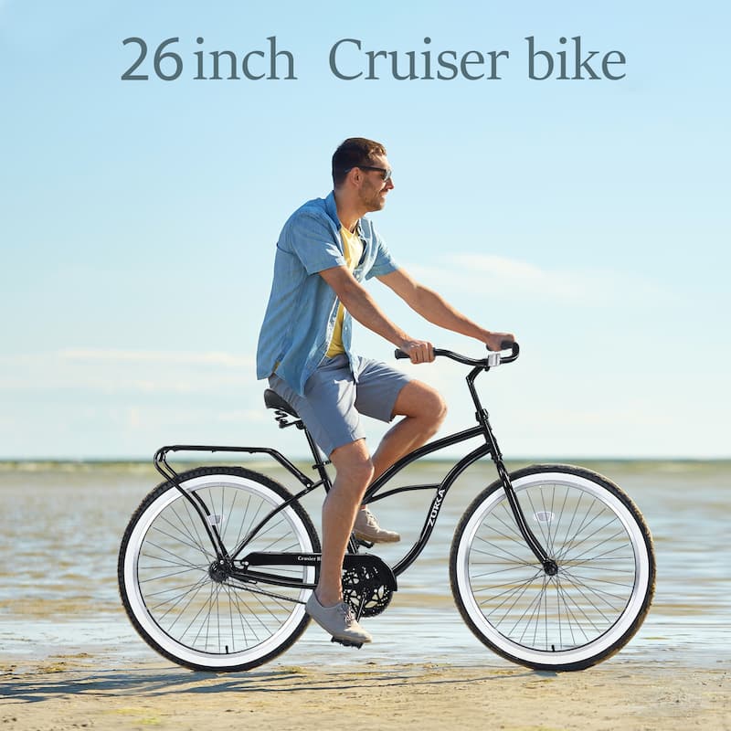 26 Inch Wide Wheels Bike, Comfort Single Speed Bicycleswith Rear Coaster Brakes, Steel Frame Beach Cruiser Bike for Teens, Kids