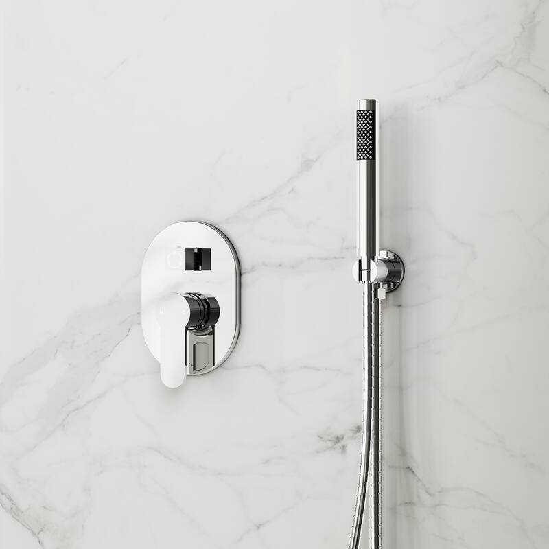 GRANDJOY Dual Shower Heads with Handheld Spray 10" Rainfall Wall Mount Shower Faucet Set