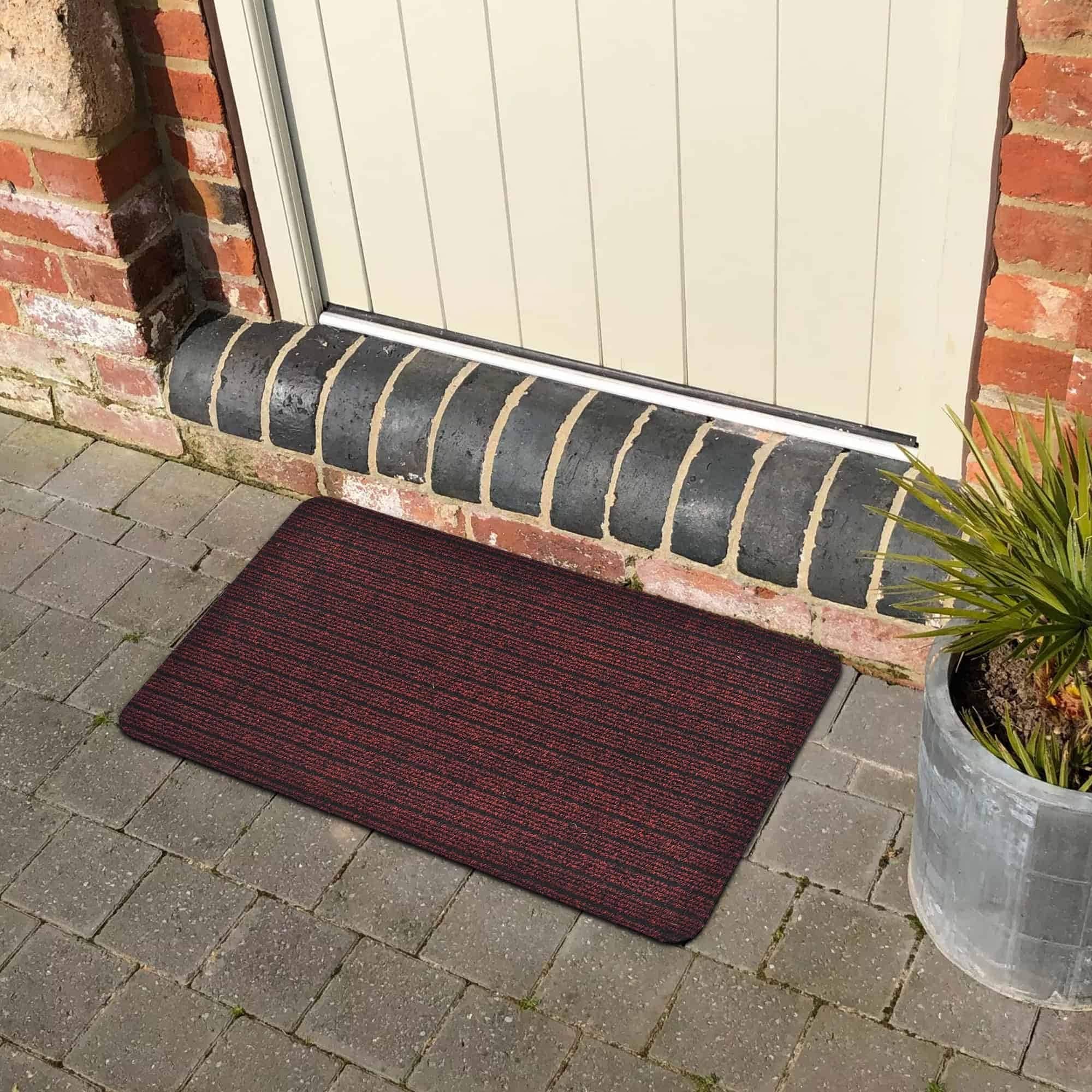 Outdoor Front Door Mat Chloe Polypropylene Latex Rug 24x16 Maroon