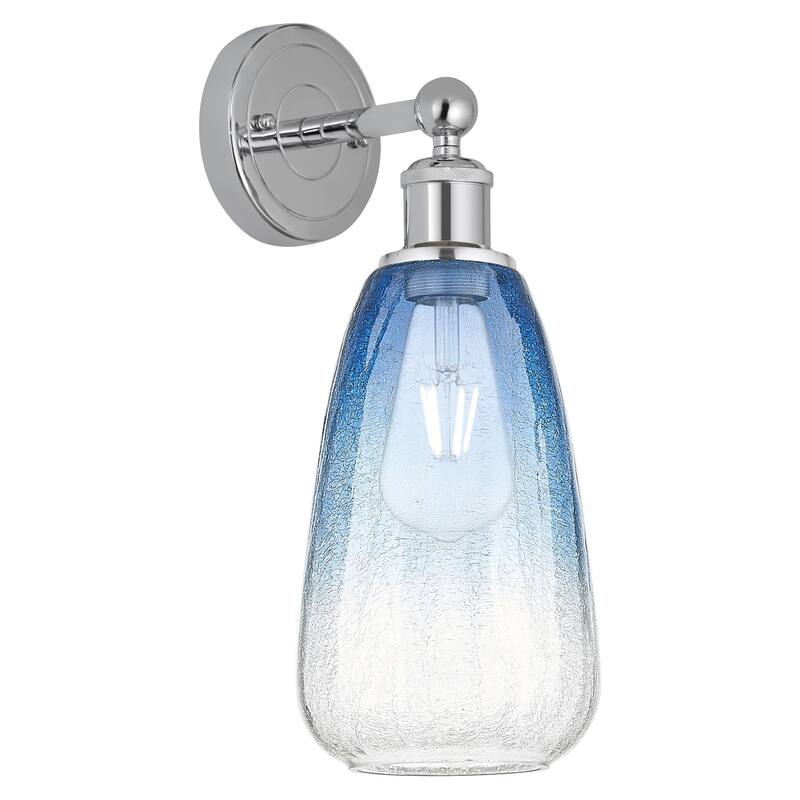 Innovations Lighting 616-1W-16-6 Brookhaven Almond Sconce Brookhaven - Polished Chrome / Sapphire Blue