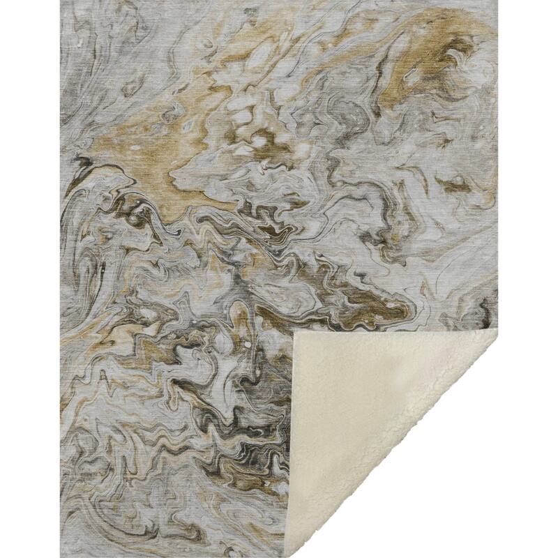 Premium Machine Washable Abstract Watercolor Sherpa Throw Blanket