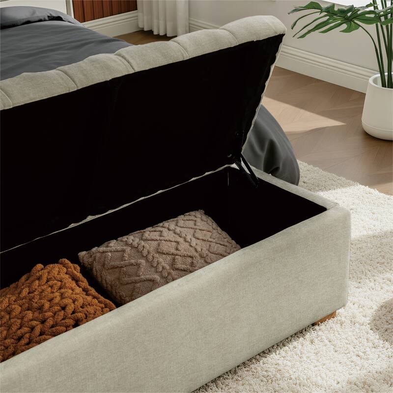 60.24" Wide Modern Upholstered Storage Bench,Entryway Bench,End of Bed Bench