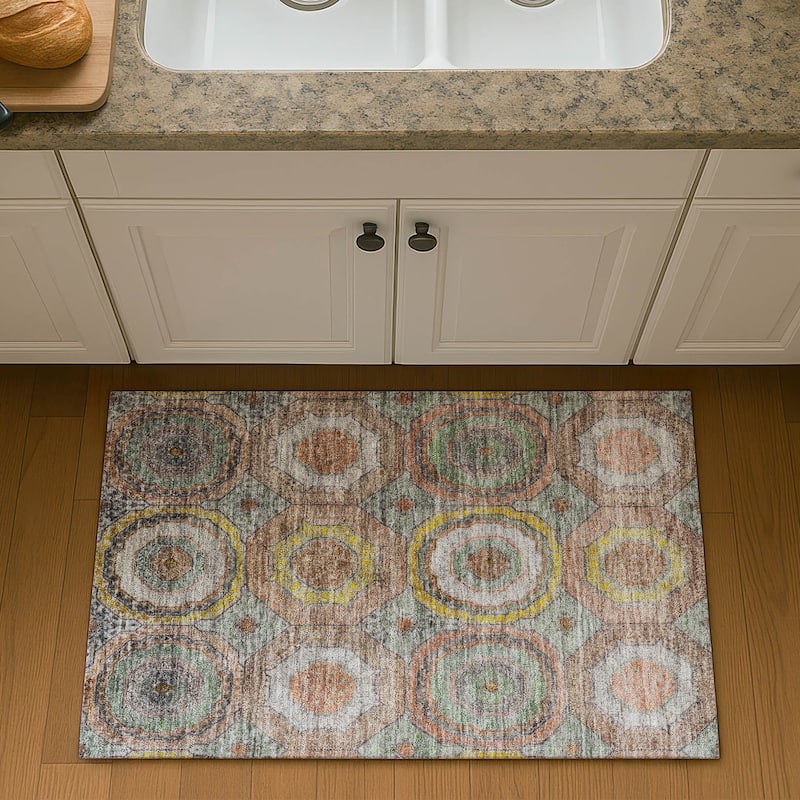 Premium Washable Super Soft Traditional Mamluk Mayfield Rug - Sage - 1'8" x 2'6"