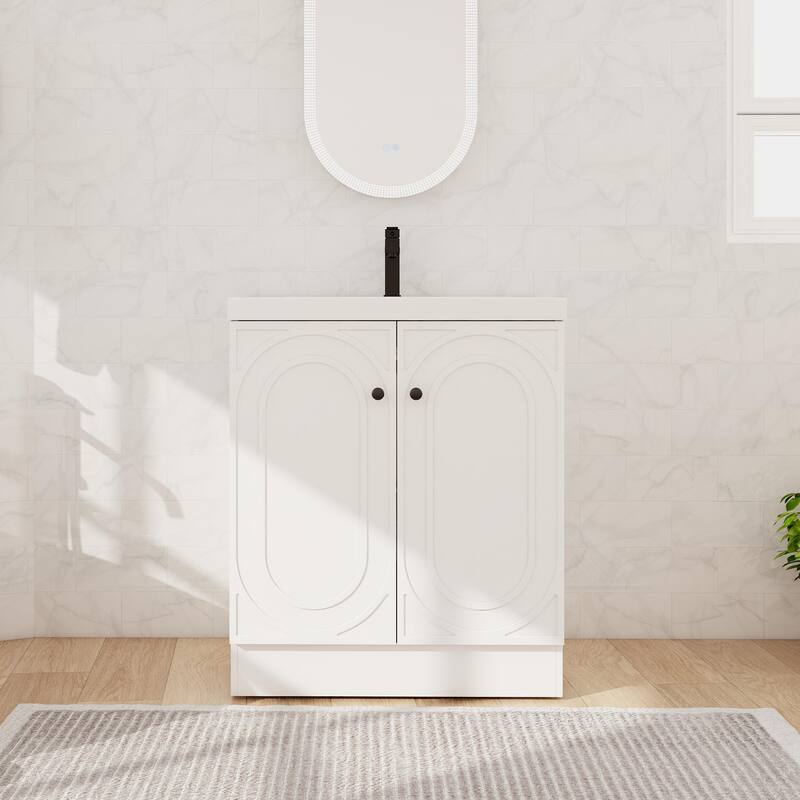 Beingnext 24"/30"/36" Bathroom Vanity with Sink, Freestanding Bathroom Vanity with Soft Close Door and Adjustable Shelf - White - 29.5"W x 19.7"D x 35.4"H