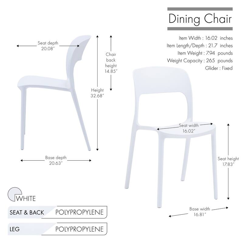 Porthos Home Brody Stackable Plastic Dining Chairs (Set of 2)