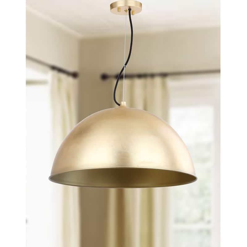 SAFAVIEH Lighting Efrosina Adjustable 1-Light Dome Gold Leaf Pendant - 21" W x 21" D x 11.5-83.5" H - Gold Leaf - 21Wx21Dx84H