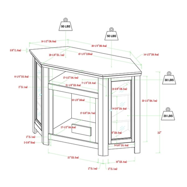 48-inch Corner 2-door Fireplace TV Stand Console - Barnwood