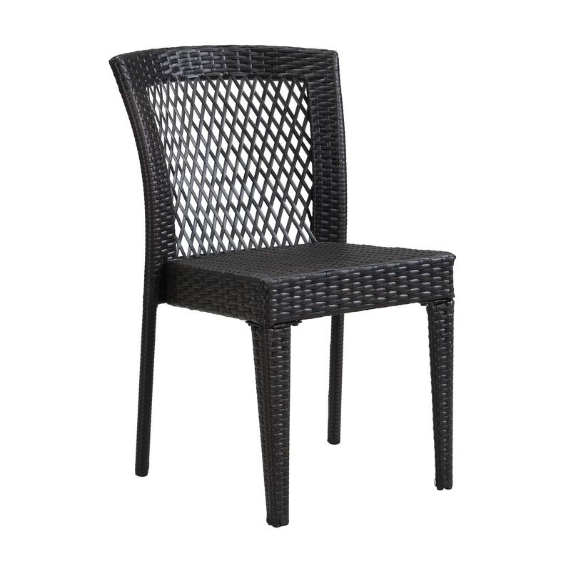 Outdoor Dining Chairs Set of 2, Stackable Chairs w/ UV-Resistant PE Rattan & Steel Frame for Patio, Garden, Balcony