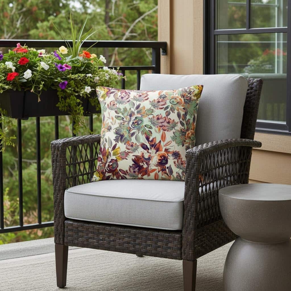 HomeRoots Set of Two 16" X 16" Green and Yellow Blown Seam Floral Indoor Outdoor Throw Pillow - 16.00' X '16.00' X '5.00