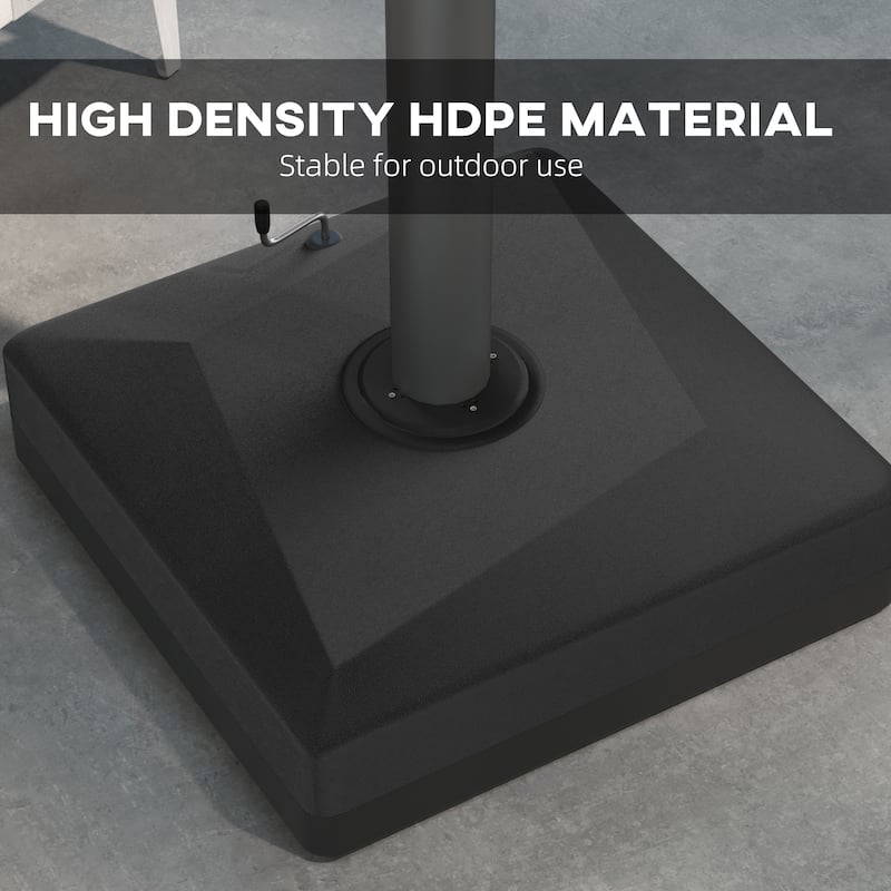Heavy Duty Fillable Cantilever Umbrella Base with Lift Wheel and Adjustable Foot Pads, Black