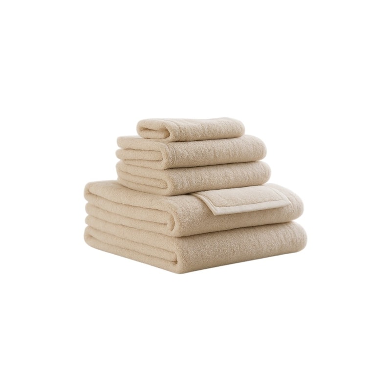 HomeRoots Set of Six Beige Cotton Quick Dry Terry Cloth Towels - 54.00' X '30.00' X '1.00