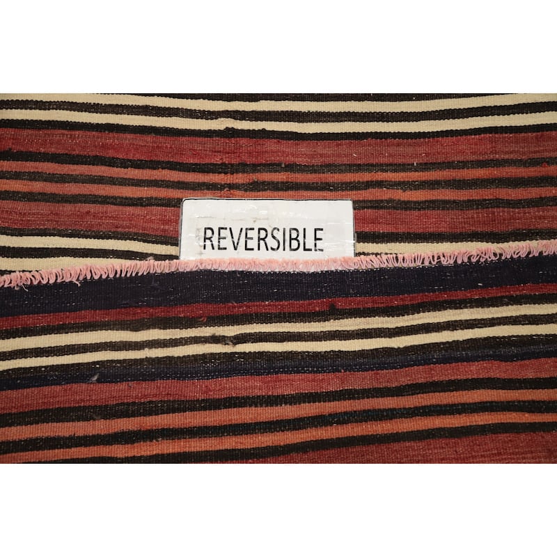 Hand Woven Oriental 100% Wool Carpet Southwestern Geometric Oranges & Rust Kilim Area Rug - 10' 8'' X 4' 9''