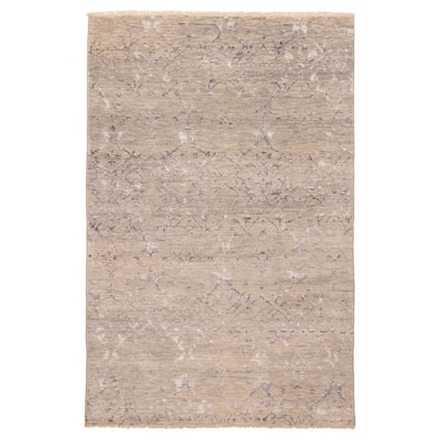 ECARPETGALLERY Hand-knotted Mystique Light Grey Silk, Wool Rug - 5' 10" x 9'