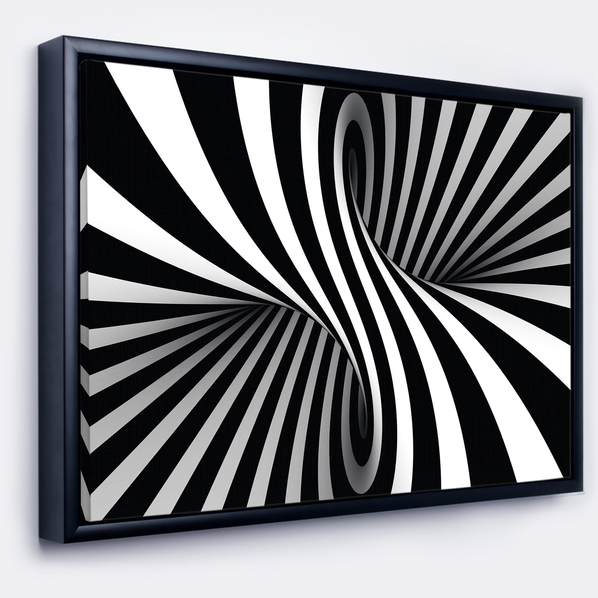 Shop Designart Black And White Spiral Abstract Framed Canvas Art
