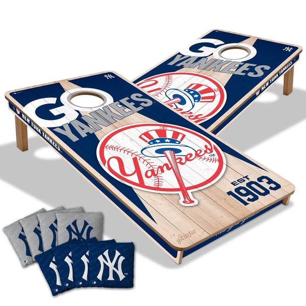 slide 2 of 7, New York Yankees MLB 2x4 Cornhole Board Set Include Carrying Case