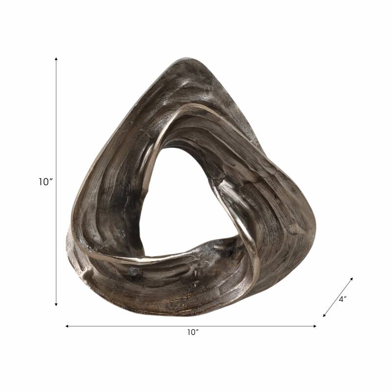 Metal Sculpture with Abstract Swirl Metallic Finish Accent - 10" Gold - 10" x 4" x 10"