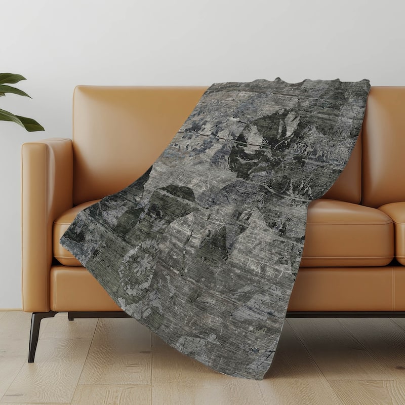 Premium Machine Washable Modern Floral Sherpa Throw Blanket